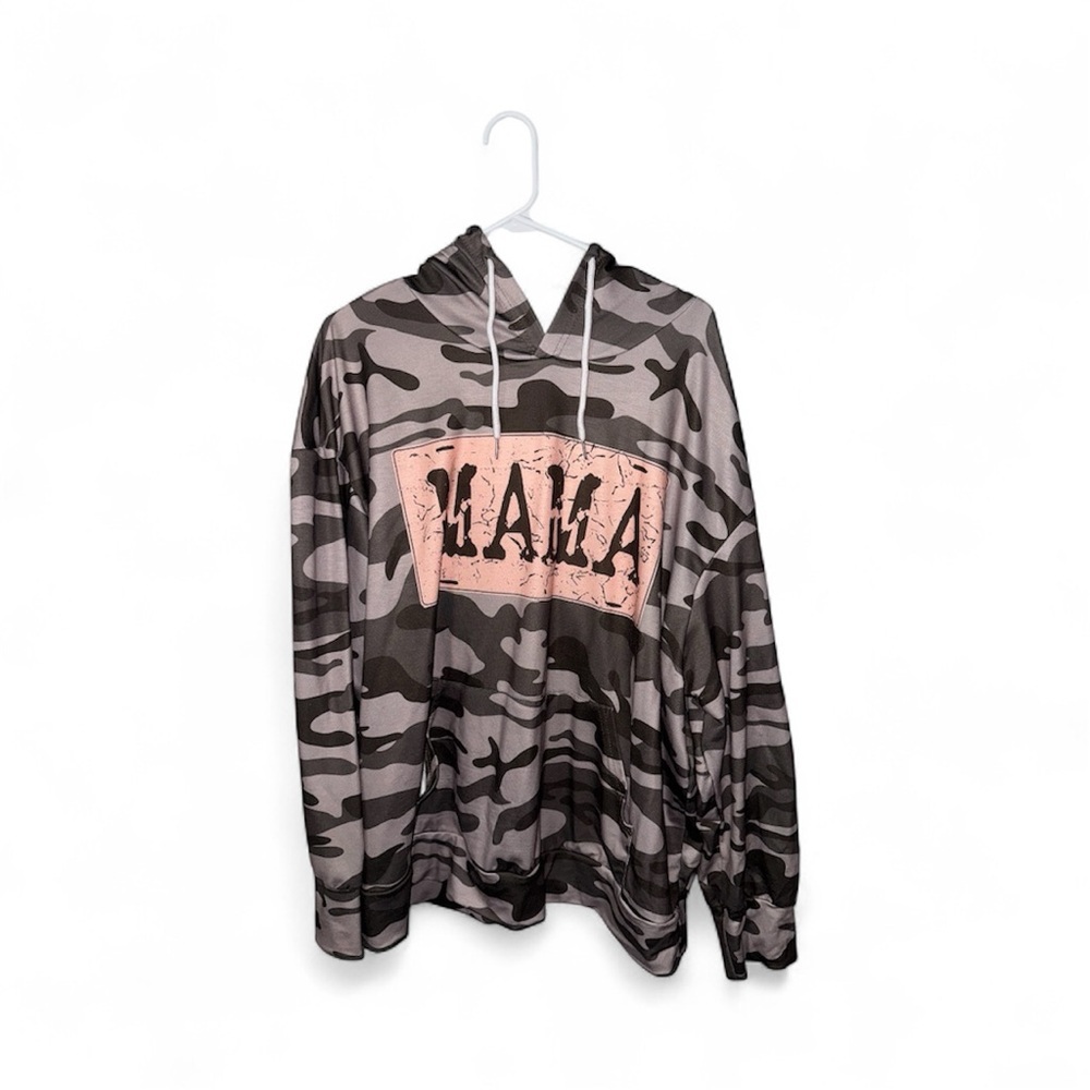 ALAIA Women's Camouflage Hoodie - Pink and Gray